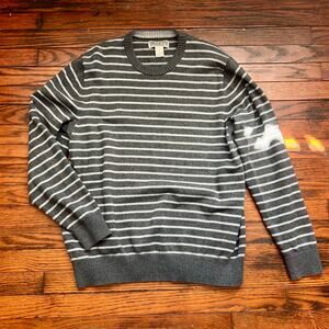 Duluth Trading Gray Striped Sweater Cotton Nylon Blend Warm Comfortable L